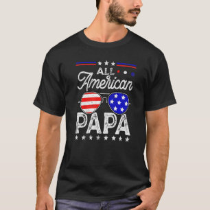 Mens Distressed All American Papa Usa Flag Father' T-Shirt