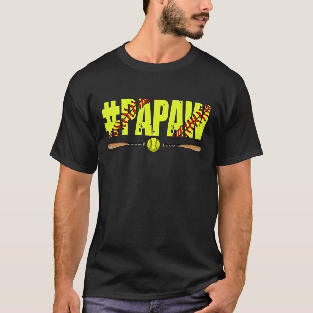 Mens Distressed Softball Papaw Softball  Fathers D T-Shirt (Front)