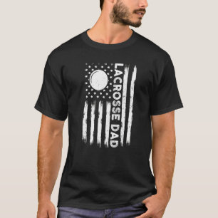 Mens Distressed Usa American Flag Lacrosse Dad Men T-Shirt