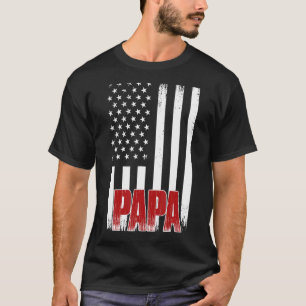 Mens Distressed Usa American Flag Papa For Father T-Shirt
