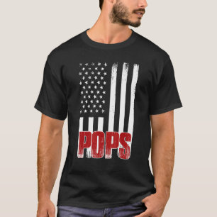 Mens Distressed Usa American Flag Pops For Father T-Shirt