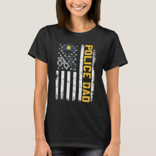 Mens Distressed Usa Flag Police Dad Patriotic Fath T-Shirt