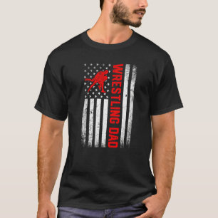 Mens Distressed Usa Flag Wrestling Dad Father's Da T-Shirt