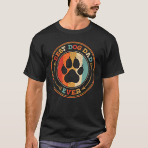 Mens Dog Paw Print Vintage Retro Best Dog Dad Ever T-Shirt