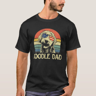 Mens Doodle Dad Vintage Goldendoodle American Flag T-Shirt
