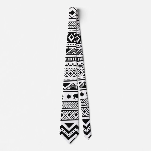 Mens Dress Tie Boho Buffalo Tribal Pattern Bohemia (Front)