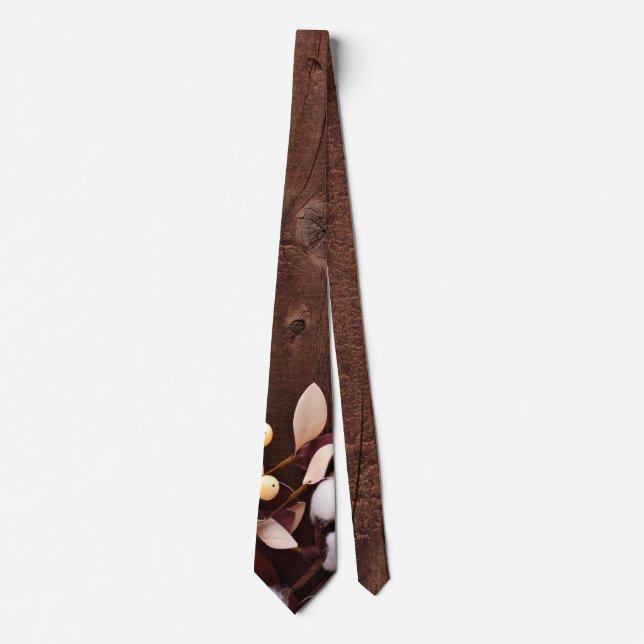 Mens Dress Tie Cotton Branch on Dark Wood Stem Cou (Front)
