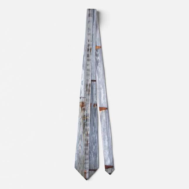 Mens Dress Tie White Wash Wood Barn Door Country R (Front)