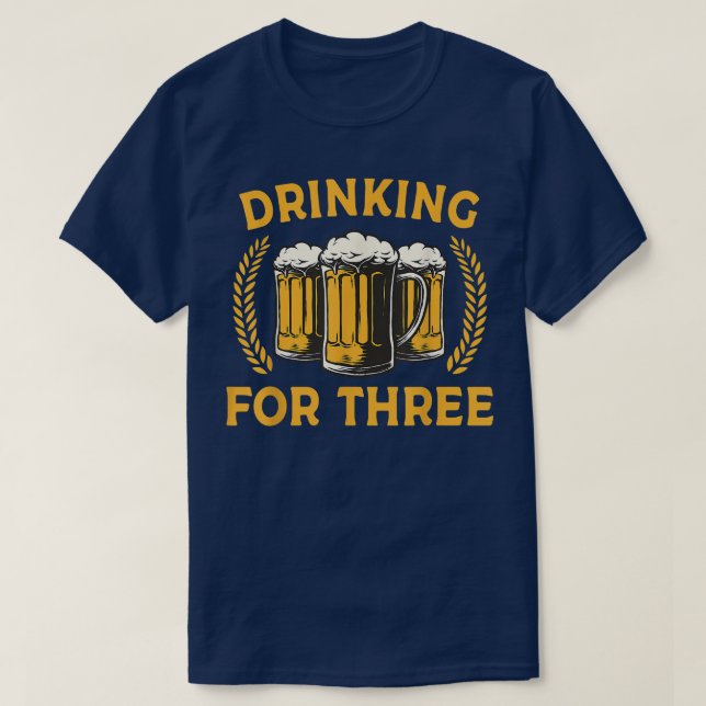 Mens Drinking For Three Funny Matching Pregnancy A T-Shirt (Design Front)
