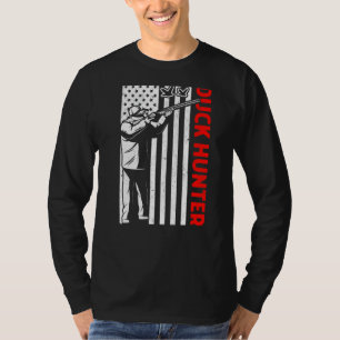 Mens Duck Hunting American Usa Flag Patriotic Hunt T-Shirt