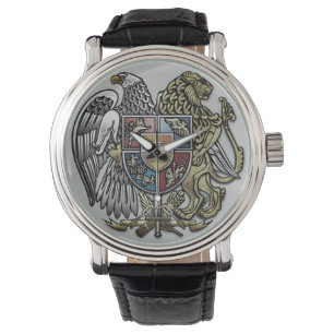 Men's Eagle and Lion Sigla  Black Silver    Watch