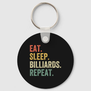 Mens Eat Sleep Billiards Repeat Funny Pool Player Keychain