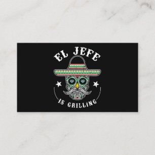 Mens El Jefe Is Grilling Stand Back Funny Mexican Business Card