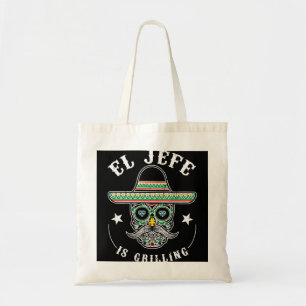Mens El Jefe Is Grilling Stand Back Funny Mexican Tote Bag
