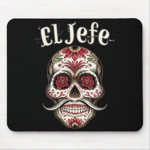 Mens El Jefe Sugar Skull Dia De Los Muertos Mouse Pad