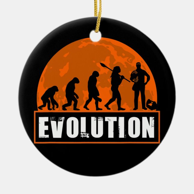 Mens Electrician Dad Funny Human Evolution for Ceramic Ornament (Front)
