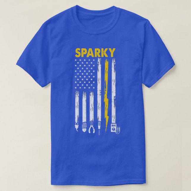 Mens Electrician US Flag Sparky Tools  T-Shirt (Design Front)