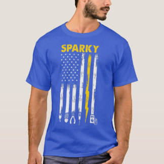 Mens Electrician US Flag Sparky Tools  T-Shirt