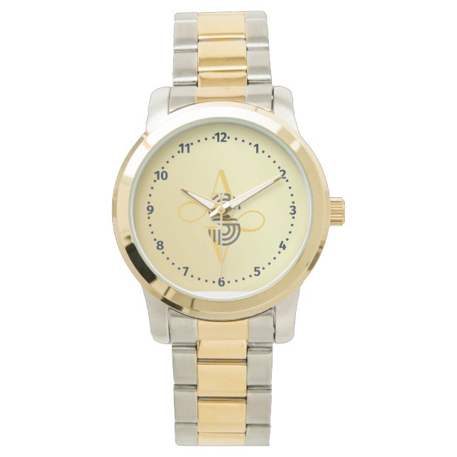 Men's Elegant Gold Oversized Bracelet Classic  Watch (Front)