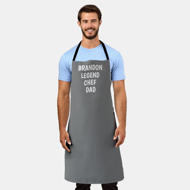 Men's Elegant Grey Modern Simple Dad Chef Apron (Worn)