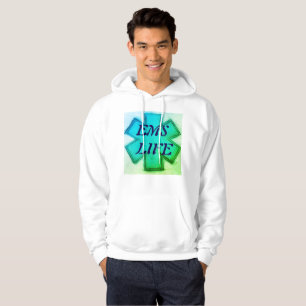 Men's EMS Life with teal and green star of life Hoodie