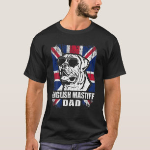 Mens English Mastiff Dad Cool UK Flag Vintage Retr T-Shirt