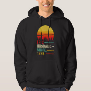Mens Epic Husband Since 1986, Happy Anniversary Hoodie