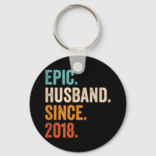 Mens Epic Husband Since 2018 wedding anniversary Keychain