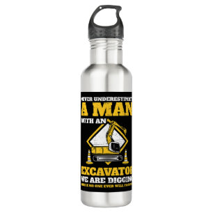 Mens Excavator drivers never underestimate an old  710 Ml Water Bottle