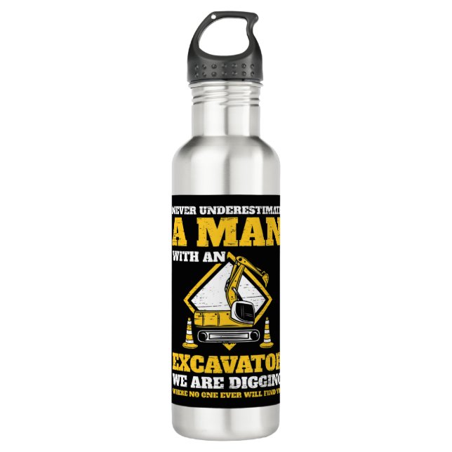 Mens Excavator drivers never underestimate an old  710 Ml Water Bottle (Front)