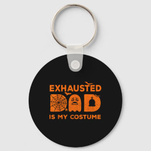 Mens Exhausted Dad Is My Costume Ghost Matching Ha Keychain