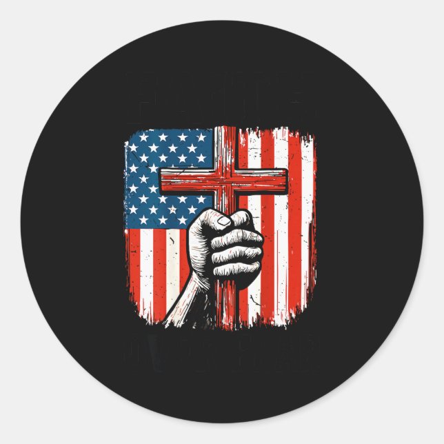 Mens Faith Over Fear Christian Patriotic American  Classic Round Sticker (Front)