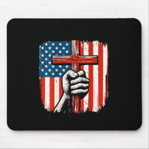 Mens Faith Over Fear Christian Patriotic American  Mouse Pad