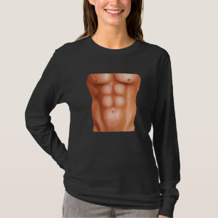 Mens Fake Muscles Fake Six Pack Abs T-Shirt