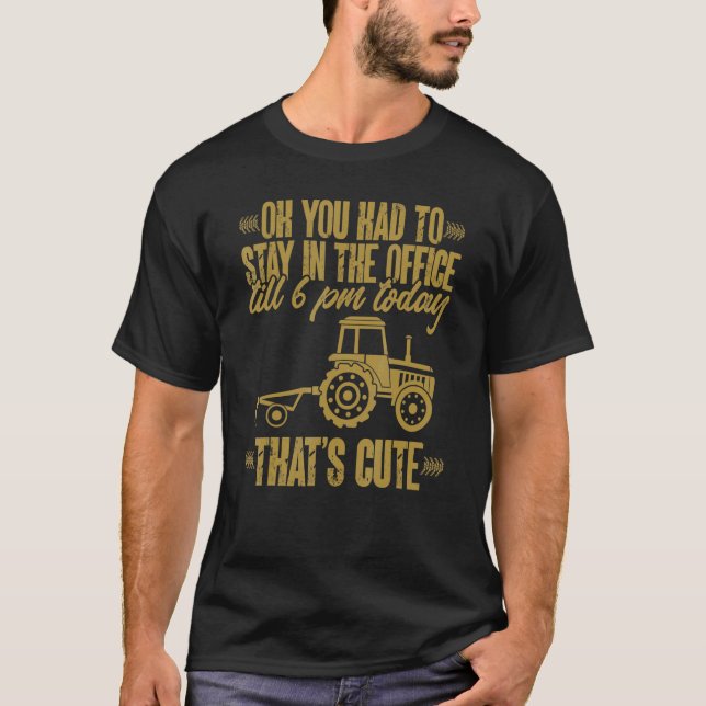 Mens Farmer Hard Working Tractor Proud Farming T-Shirt (Front)