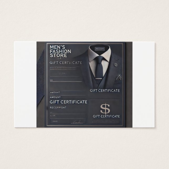 Men's Fashion Store Online Gift Certificate  (Front)