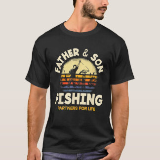 Mens Father And Son Fishing Partners For Life Retr T-Shirt