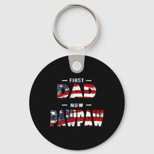 Mens Father Gift - First Dad Now Pawpaw Patriotic Keychain