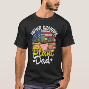 Mens Father Grandpa Plant Dad American Flag Garden T-Shirt