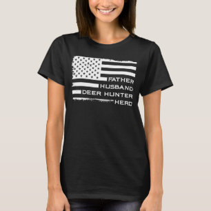 Mens Father Husband Deer Hunter Hero Fathers Day H T-Shirt