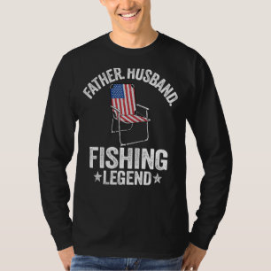 Mens Father Husband Fishing Legend American Flag D T-Shirt