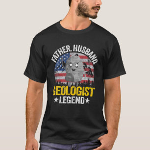 Mens Father Husband Geologist Legend American Flag T-Shirt