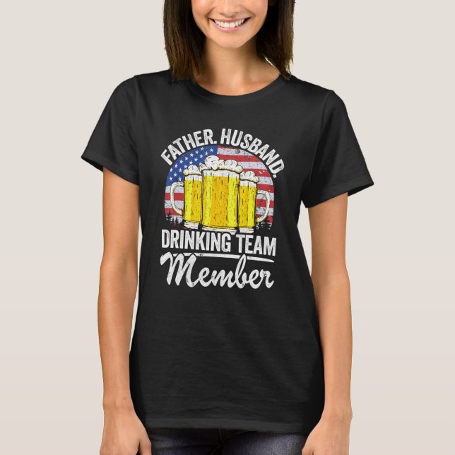 Mens Father Husband Usa Drinking Team Member 4th O T-Shirt (Front)