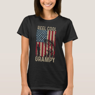 Mens Father's Day  American Flag Fishing Reel Cool T-Shirt