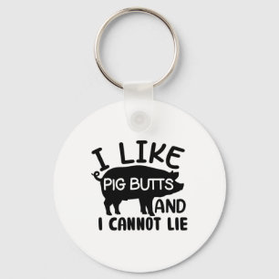 Mens Father's Day Bbq I Like Pig Butts Grill Keychain