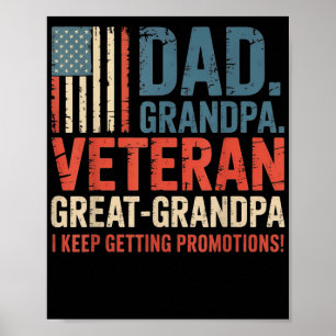 Mens Fathers Day Dad Grandpa Veteran Great Grandpa Poster