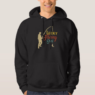 Mens Father's Day Dad Vintage Lucky Fishing Hoodie