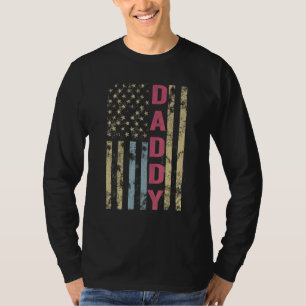 Mens Fathers Day Daddy American Flag 4th Of July M T-Shirt