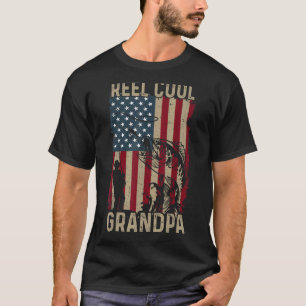 Mens Father's Day Fishing Reel Cool Grandpa Ameri T-Shirt