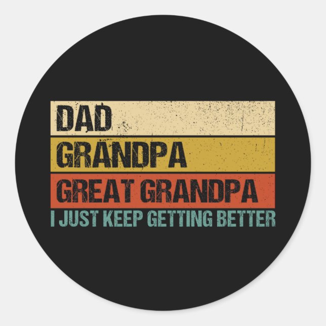 Mens Fathers Day Gift from Grandkids Dad Grandpa Classic Round Sticker (Front)
